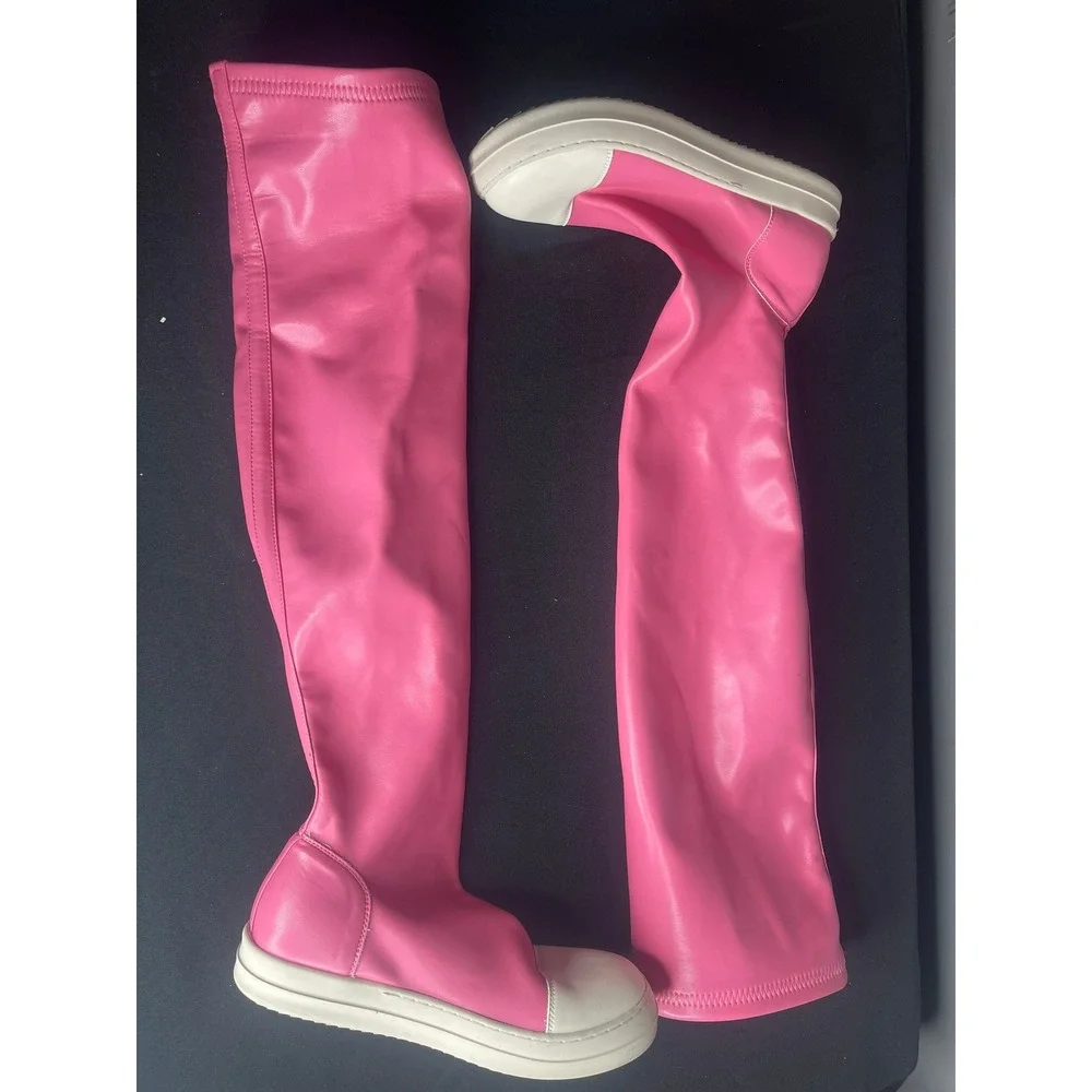 Pink Thigh High Sneaker Boots Over The Knee Platform Sock Boots Size 40 Womens 9